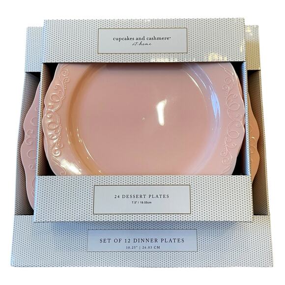 36pc Cupcakes & Cashmere Pink Disposable Dinner and Dessert Plate Set NEW - Picture 11 of 11